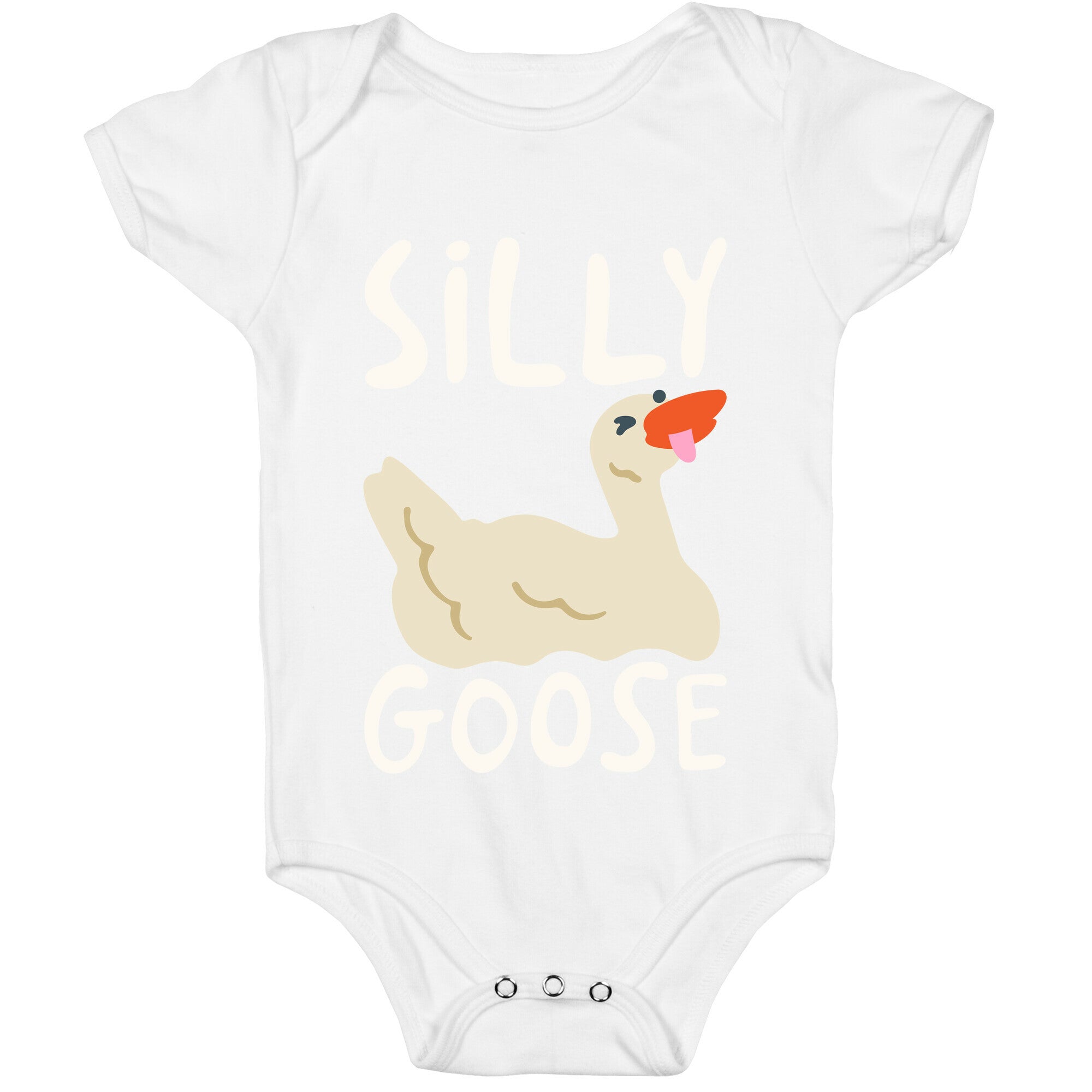 Silly Goose White Print Baby One Piece