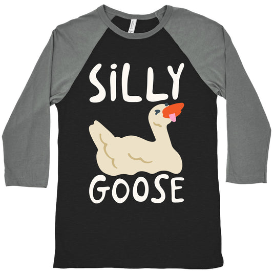 Silly Goose White Print Baseball Tee