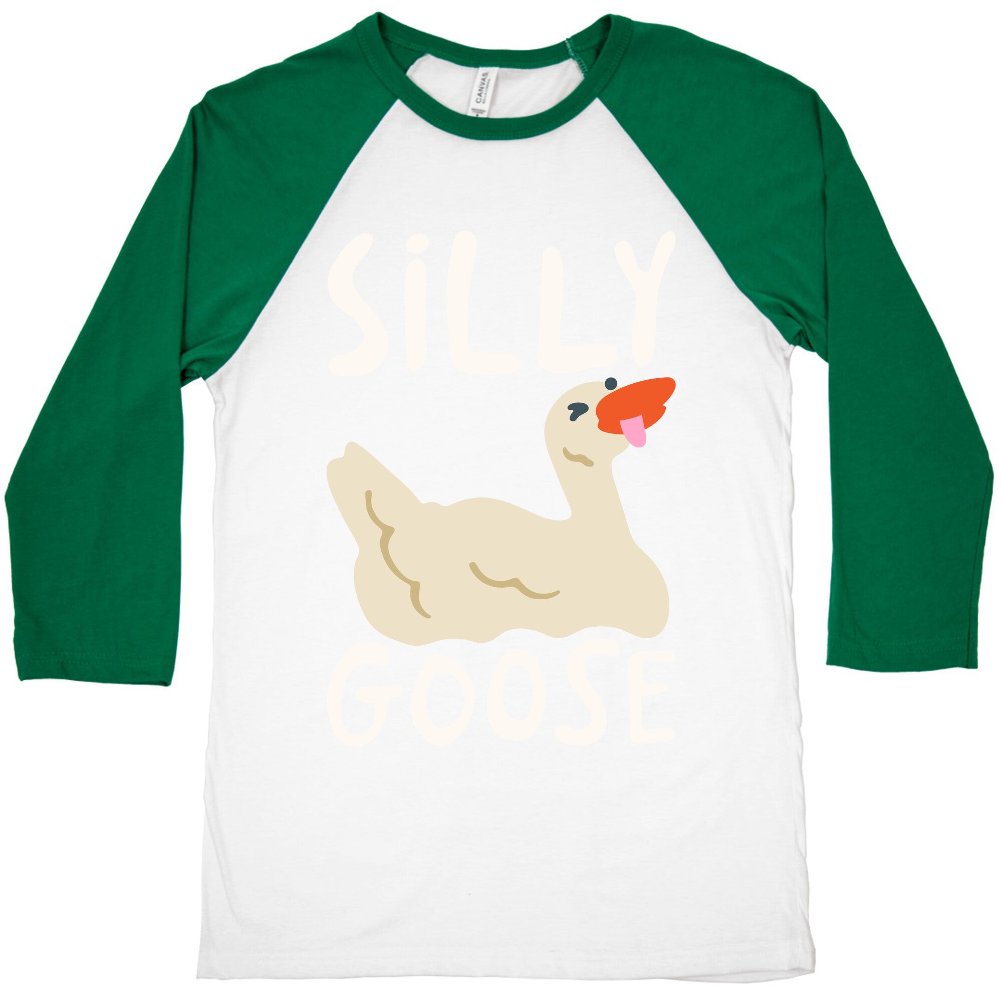 Silly Goose White Print Baseball Tee