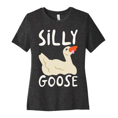 Silly Goose White Print Women's Cotton Tee