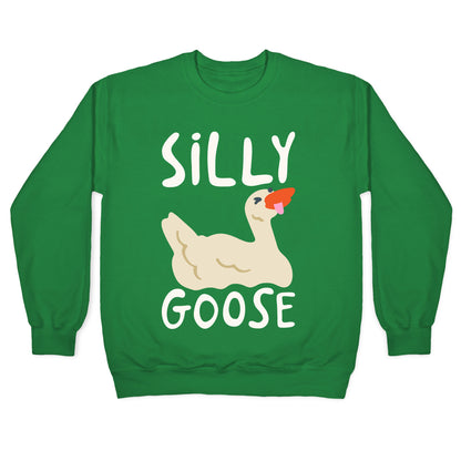 Silly Goose White Print Crewneck Sweatshirt