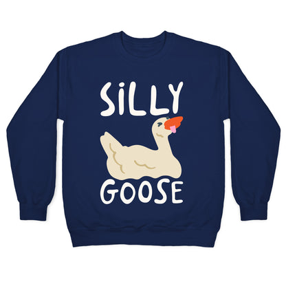 Silly Goose White Print Crewneck Sweatshirt