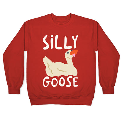 Silly Goose White Print Crewneck Sweatshirt