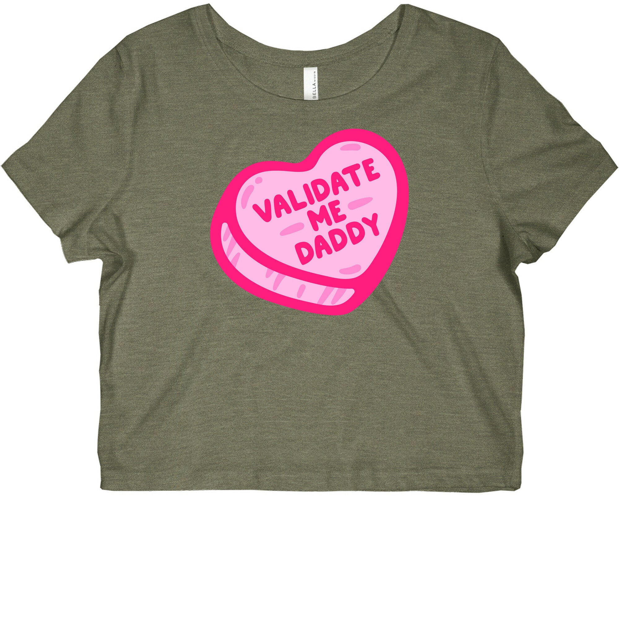 Validate Me Daddy Candy Heart White Print Graphic Baby Tee