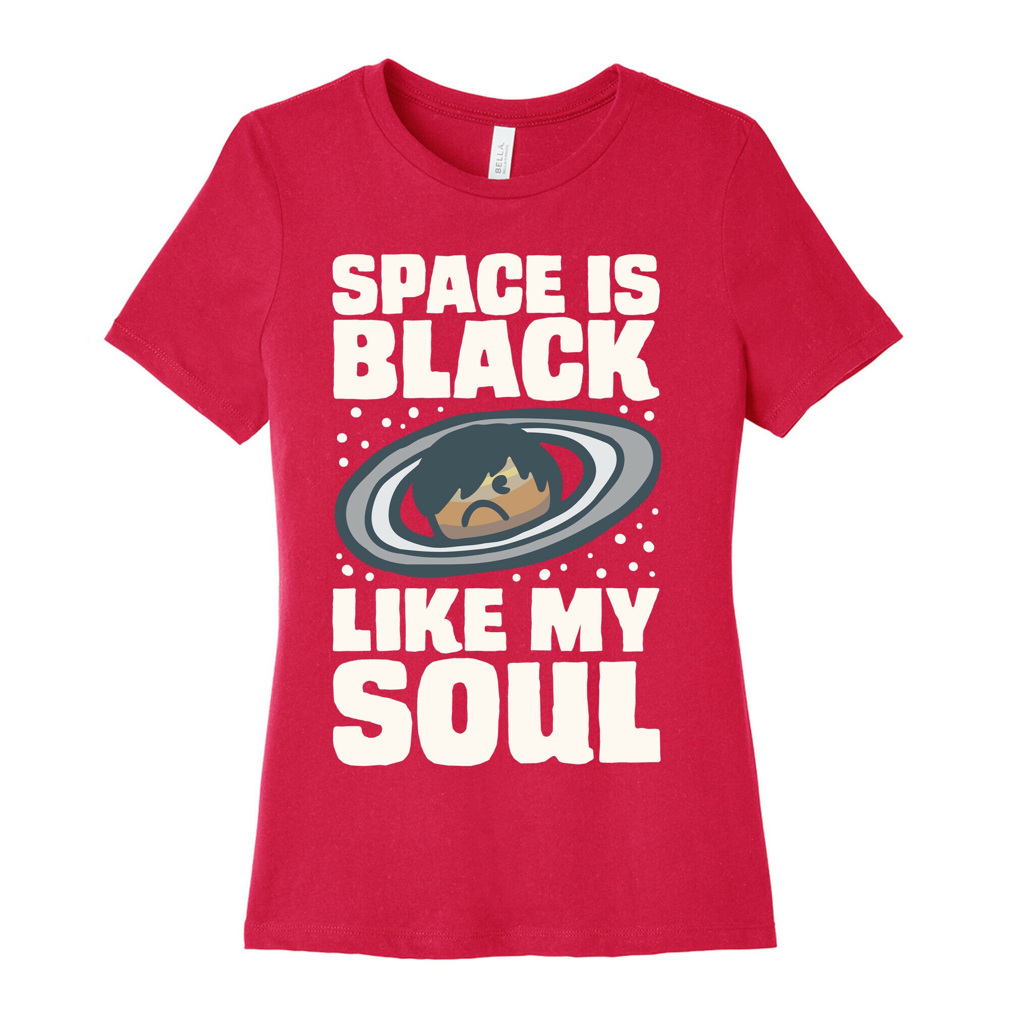 Space Is Black Like My Soul Emo Parody White Print Women's Cotton Tee