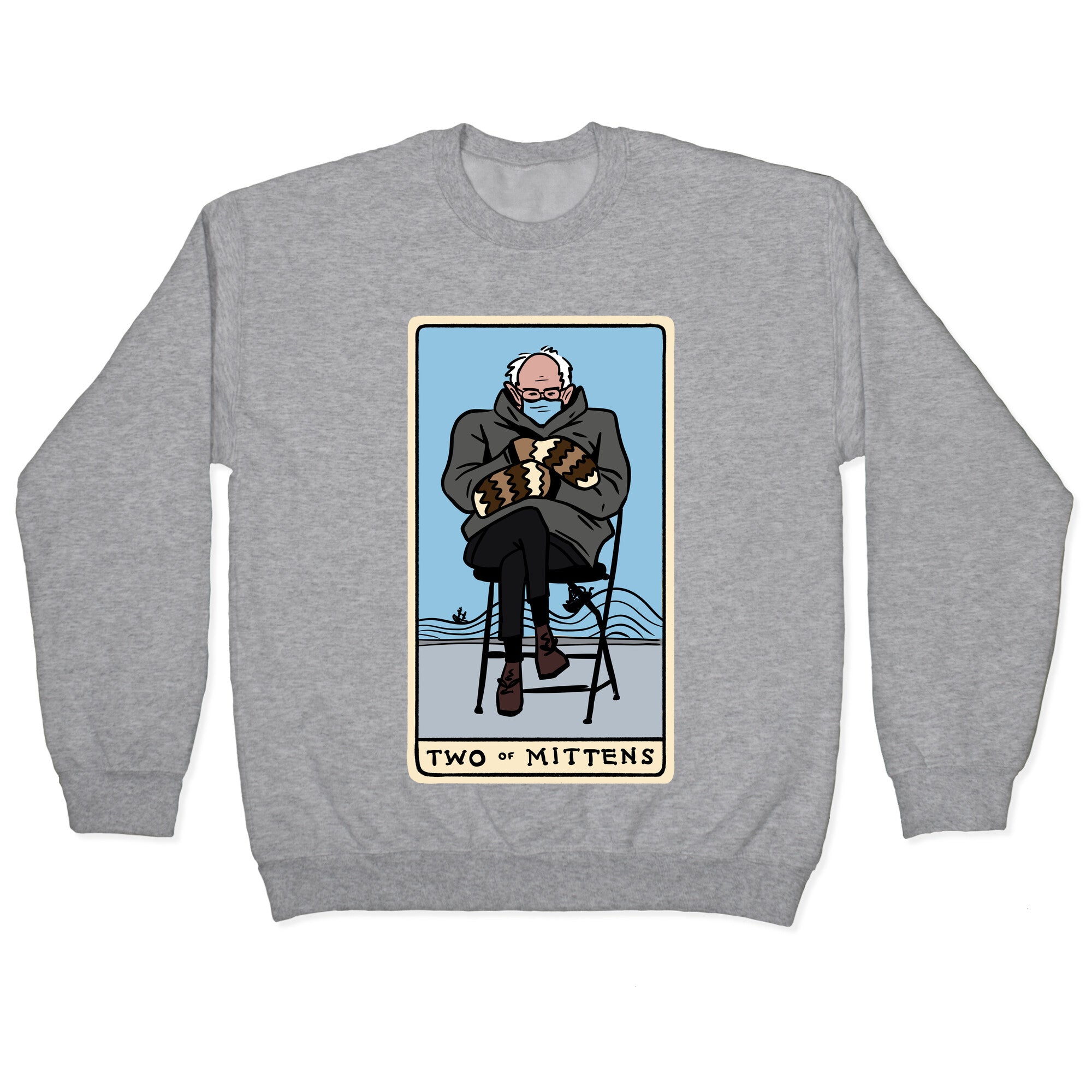 Two of Mittens (Bernie Tarot Parody) Crewneck Sweatshirt