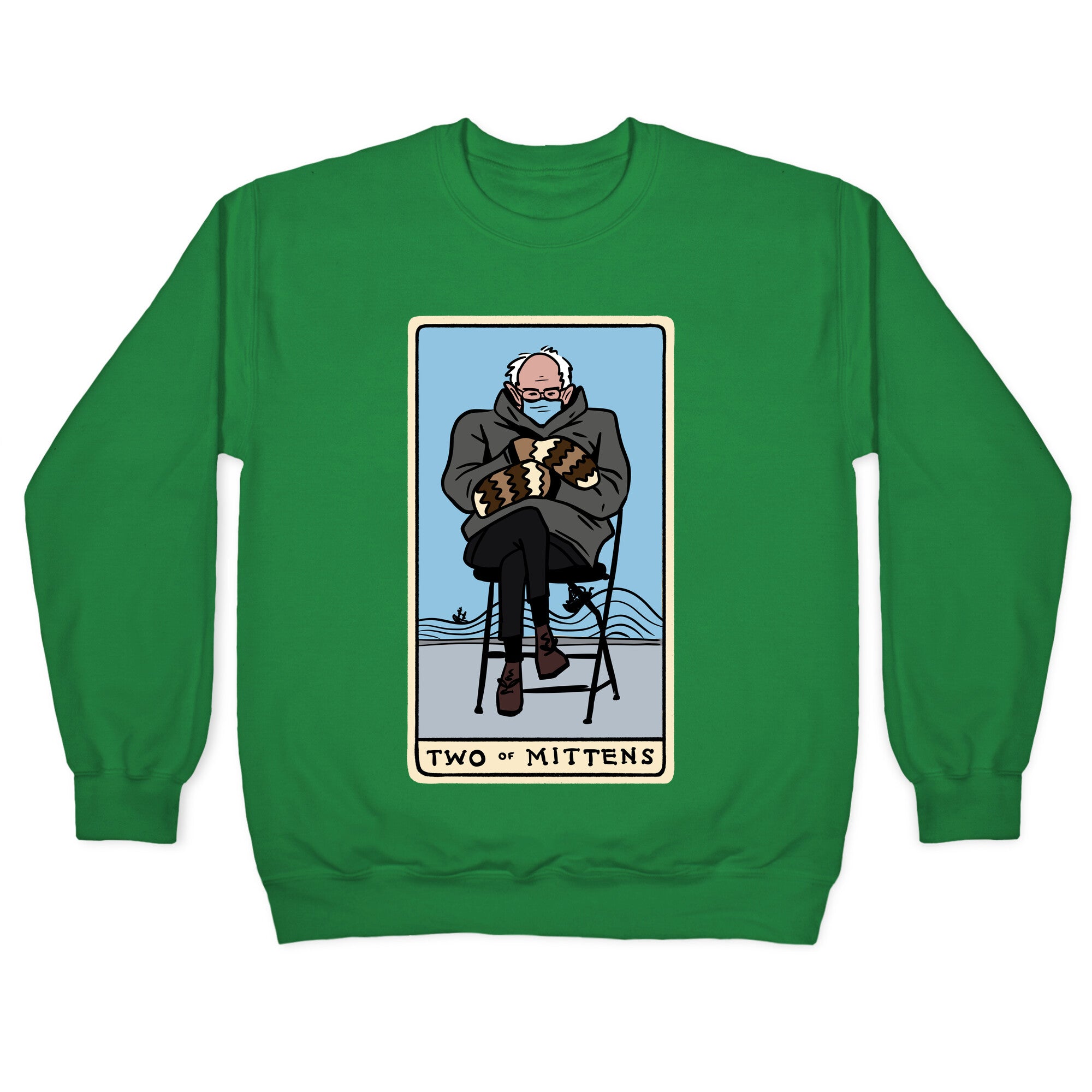 Two of Mittens (Bernie Tarot Parody) Crewneck Sweatshirt
