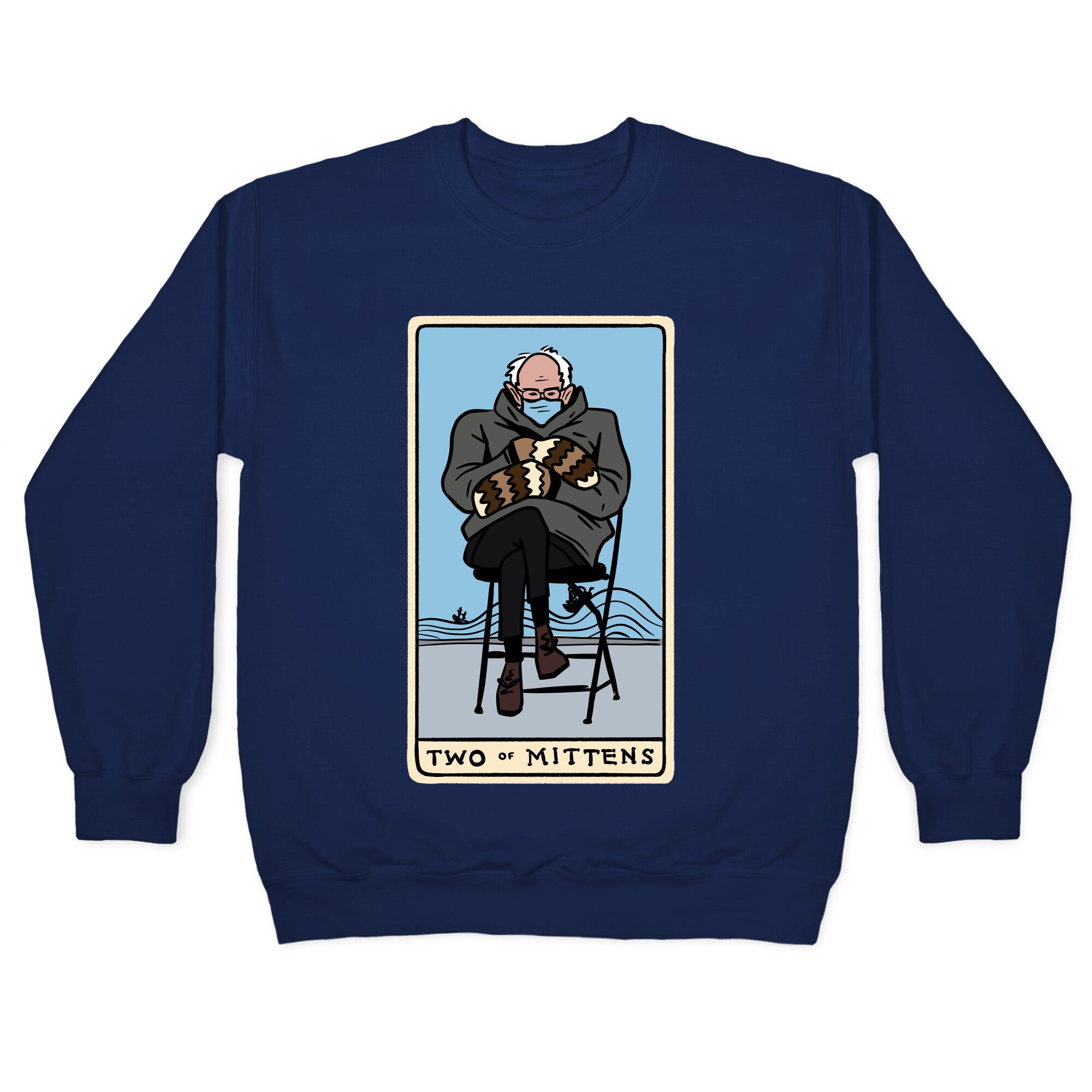 Two of Mittens (Bernie Tarot Parody) Crewneck Sweatshirt