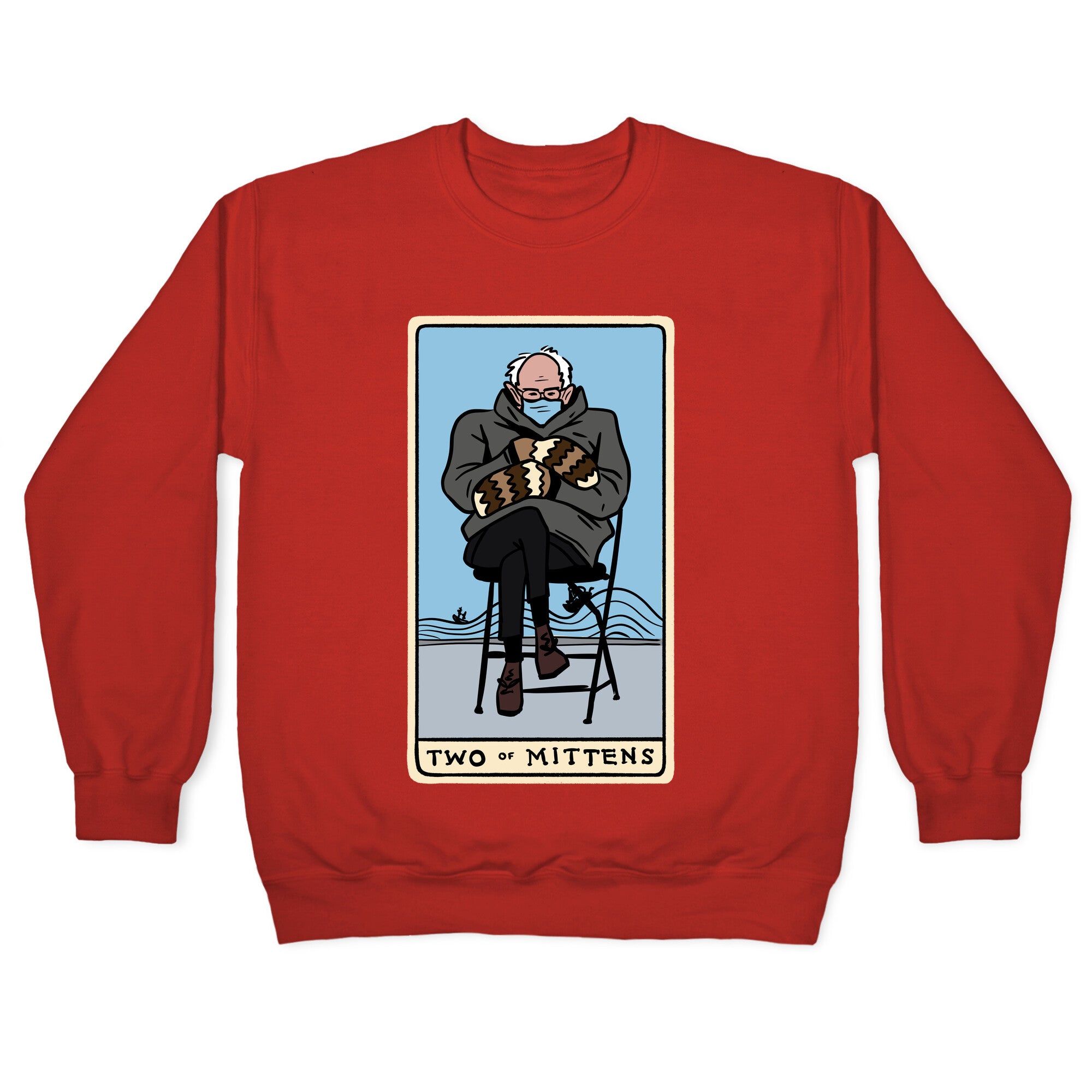 Two of Mittens (Bernie Tarot Parody) Crewneck Sweatshirt