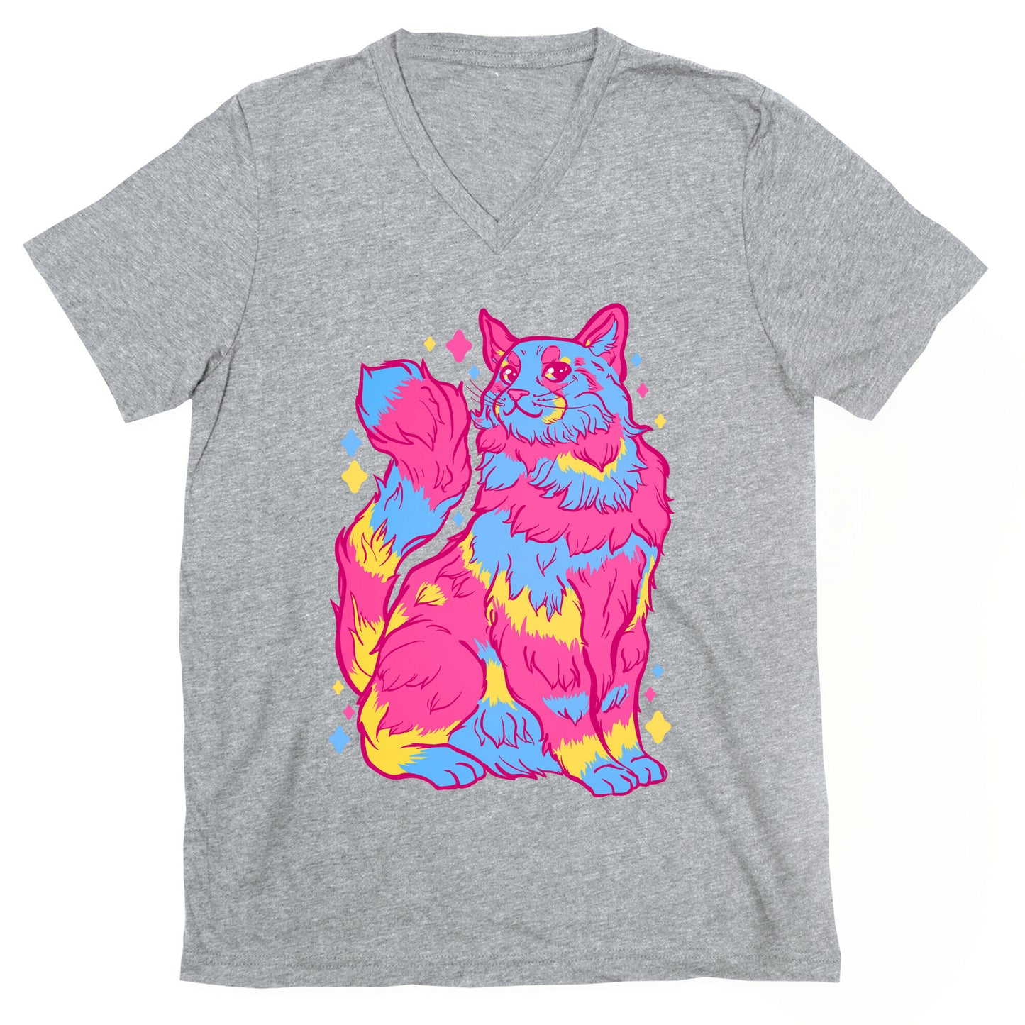 Pansexual Pride Cat V-Neck