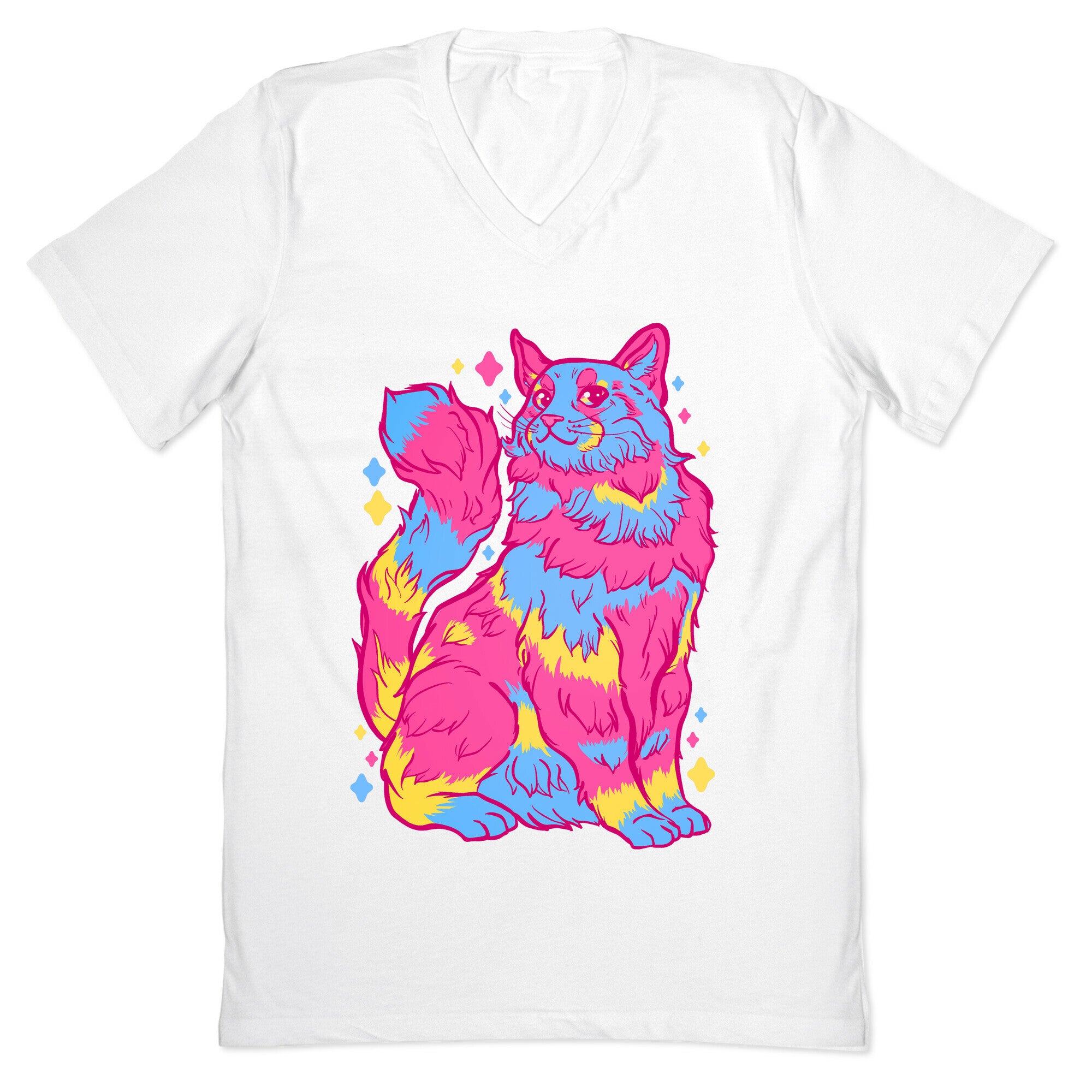 Pansexual Pride Cat V-Neck