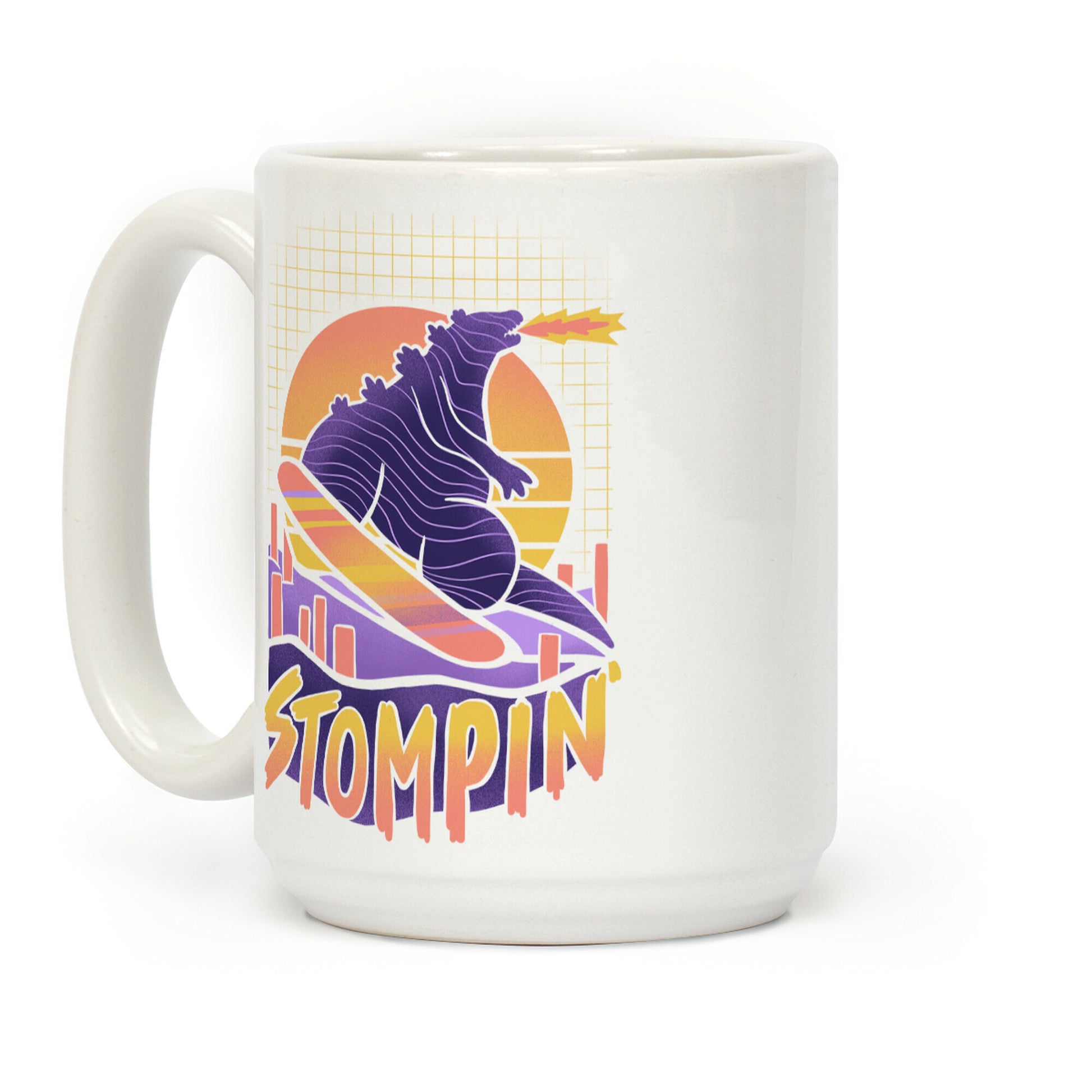 Stompin' Snowboarding Godzilla Coffee Mug