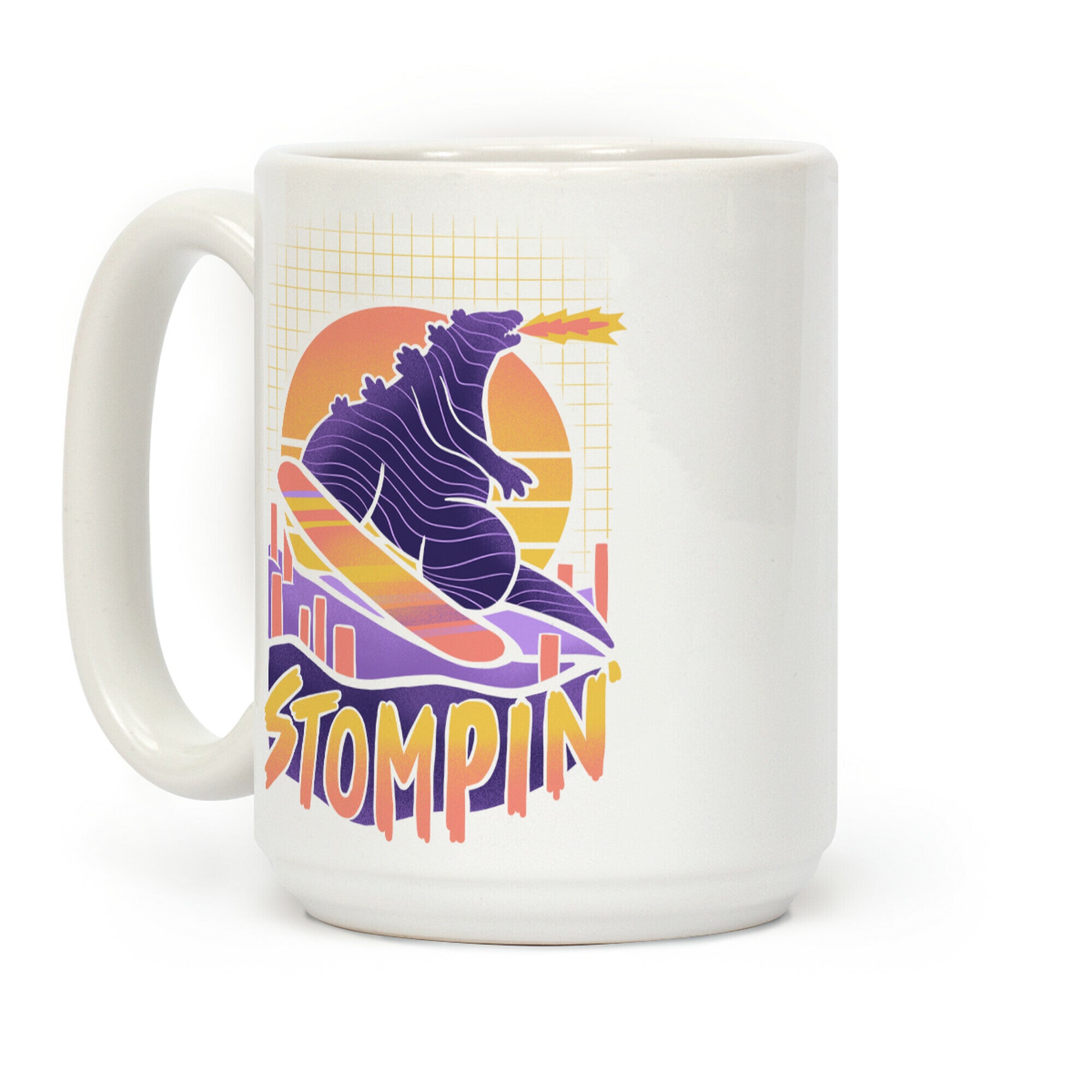 Stompin' Snowboarding Godzilla Coffee Mug
