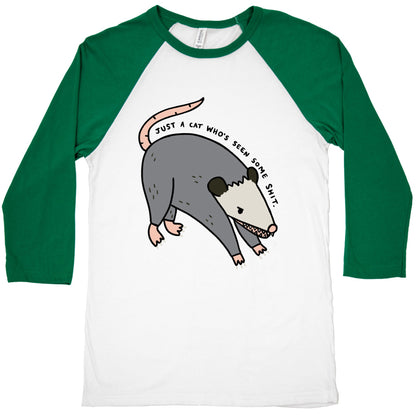 Just A Cat Who's Seen Some Shit Opossum Baseball Tee