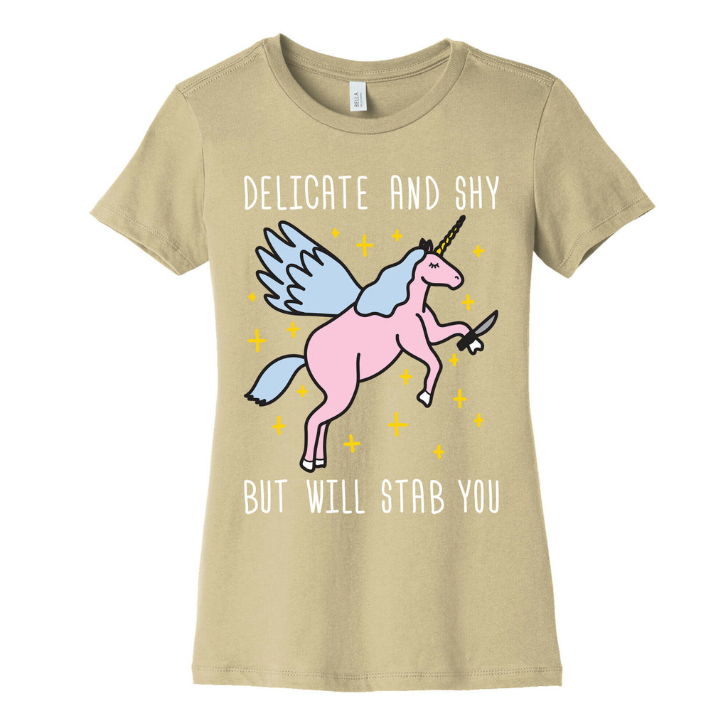 Delicate And Shy But Will Stab You Unicorn Women's Cotton Tee