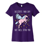 Delicate And Shy But Will Stab You Unicorn Women's Cotton Tee