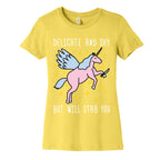 Delicate And Shy But Will Stab You Unicorn Women's Cotton Tee