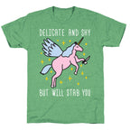 Delicate And Shy But Will Stab You Unicorn Unisex Triblend Tee