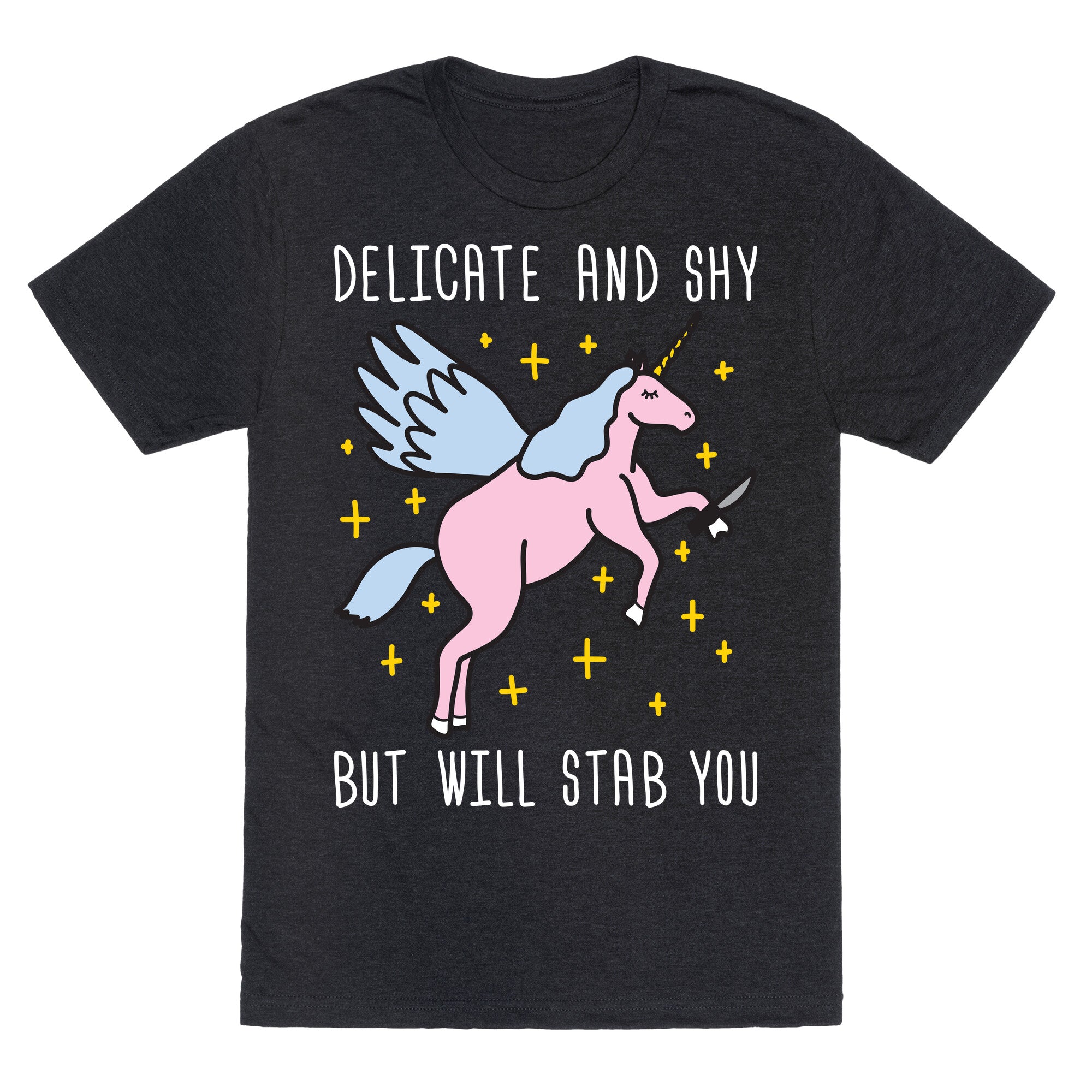 Delicate And Shy But Will Stab You Unicorn Unisex Triblend Tee