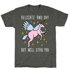 Delicate And Shy But Will Stab You Unicorn Unisex Triblend Tee