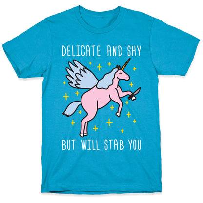 Delicate And Shy But Will Stab You Unicorn Unisex Triblend Tee