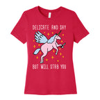 Delicate And Shy But Will Stab You Unicorn Women's Cotton Tee