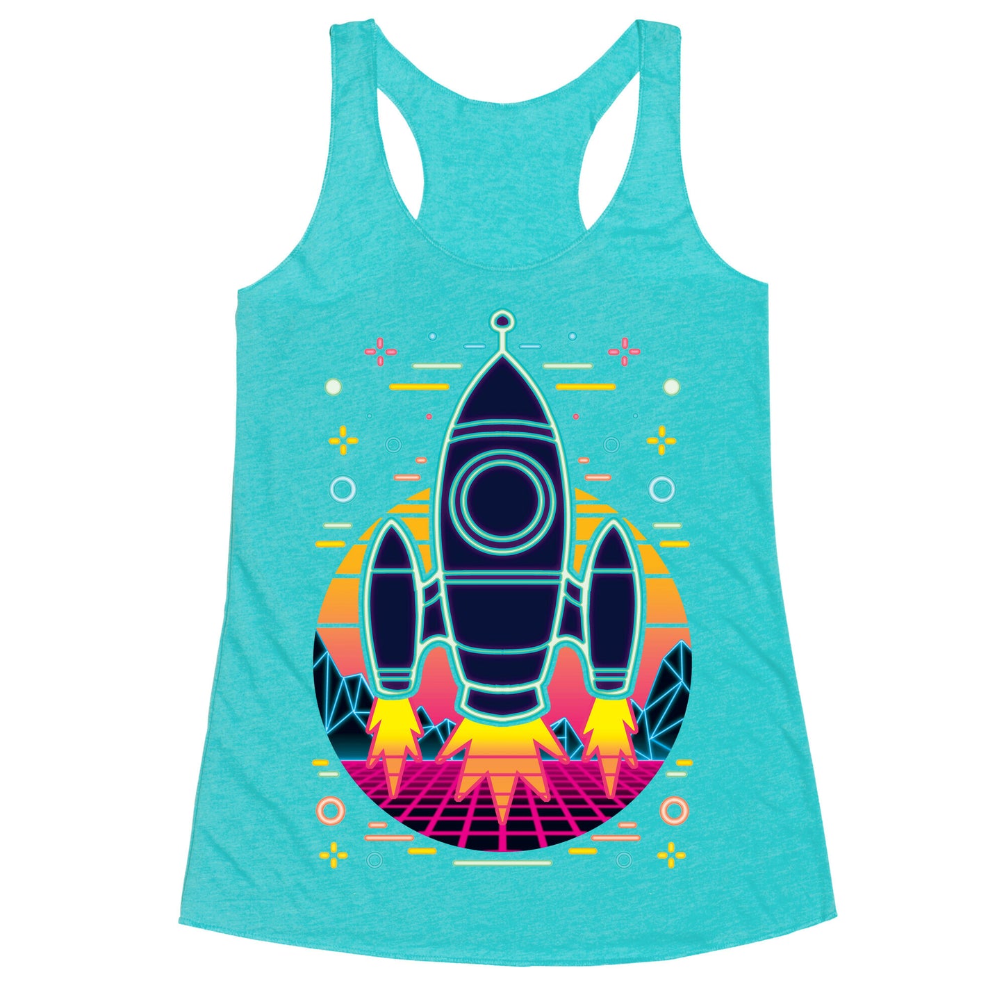 Synthwave Space Exploration Racerback Tank