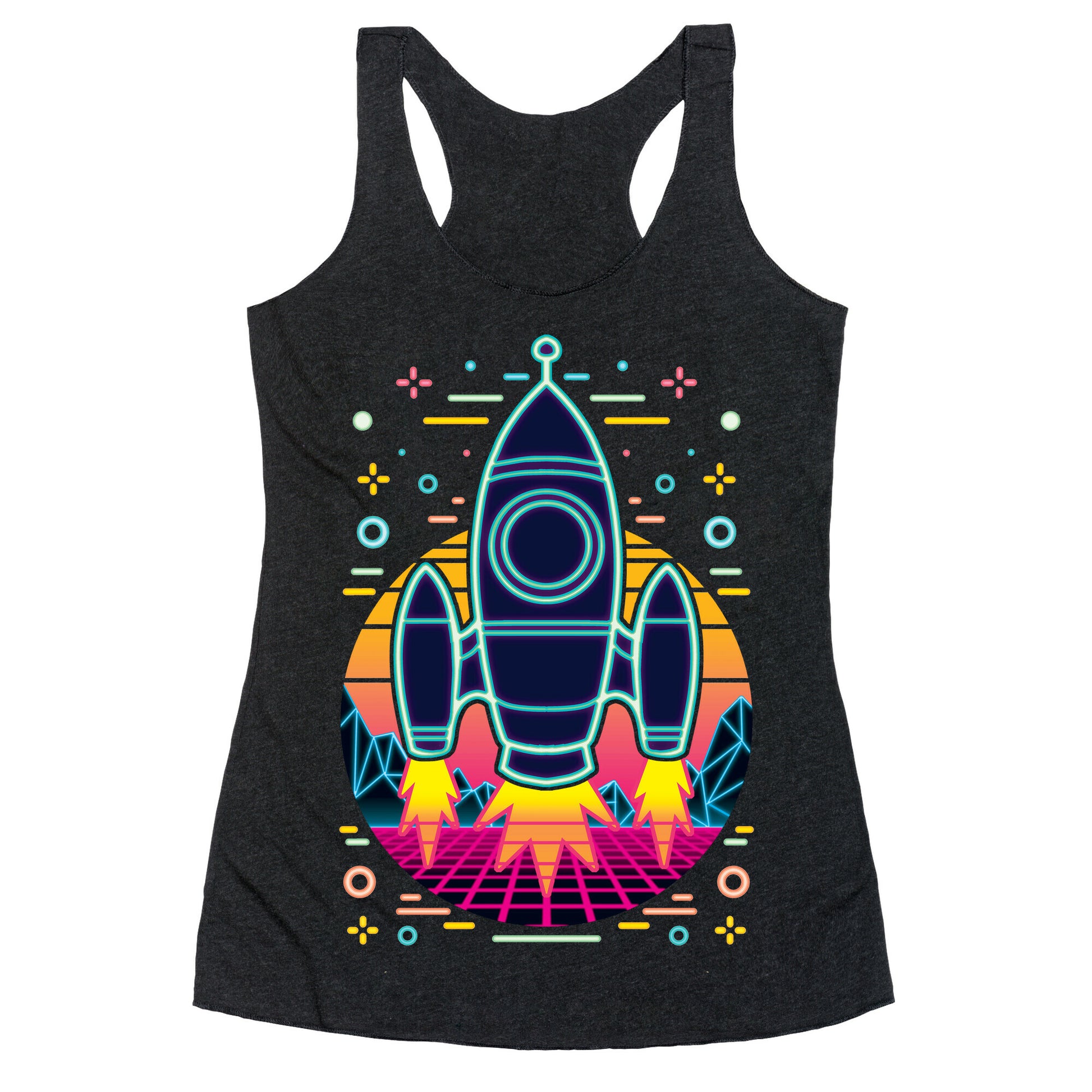 Synthwave Space Exploration Racerback Tank