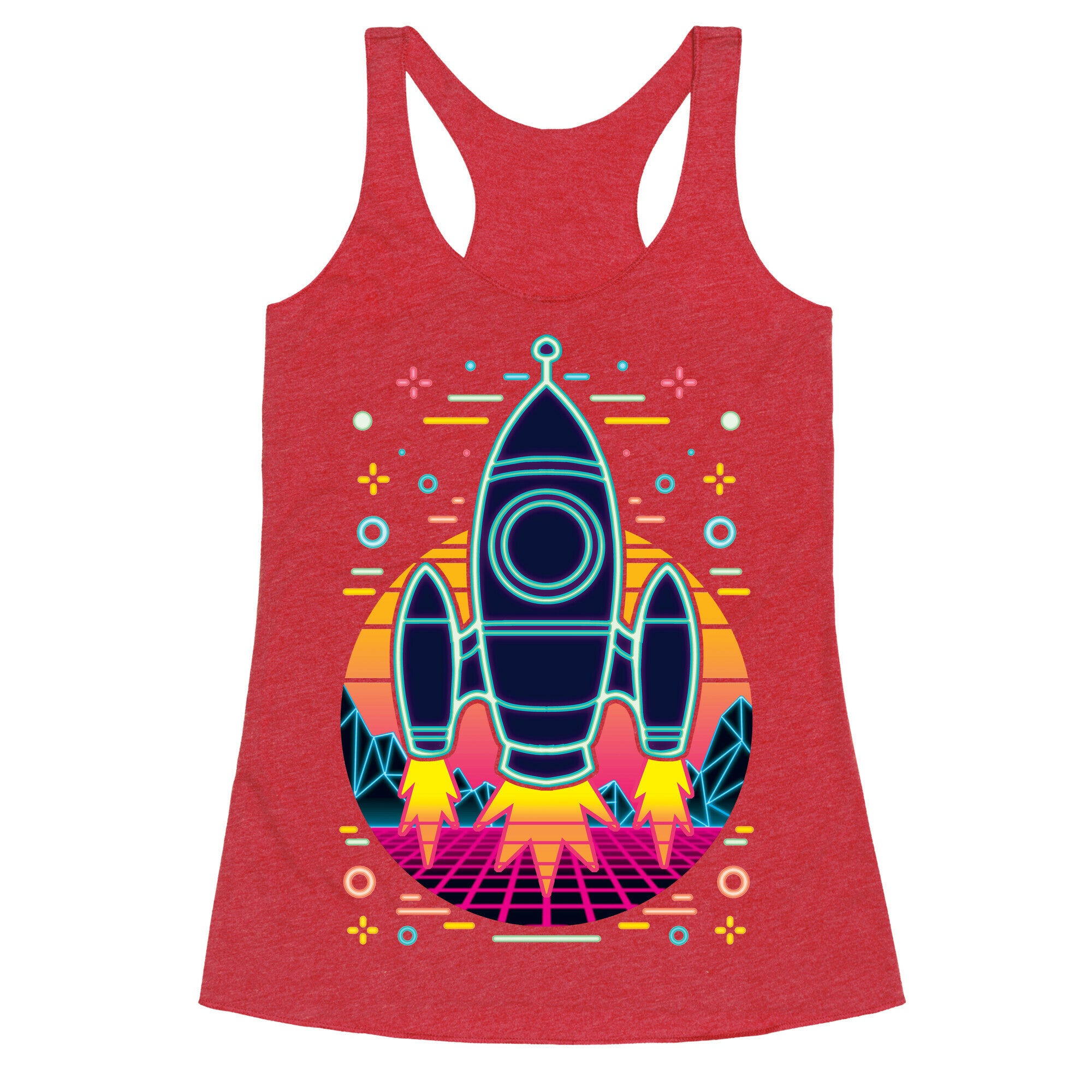 Synthwave Space Exploration Racerback Tank