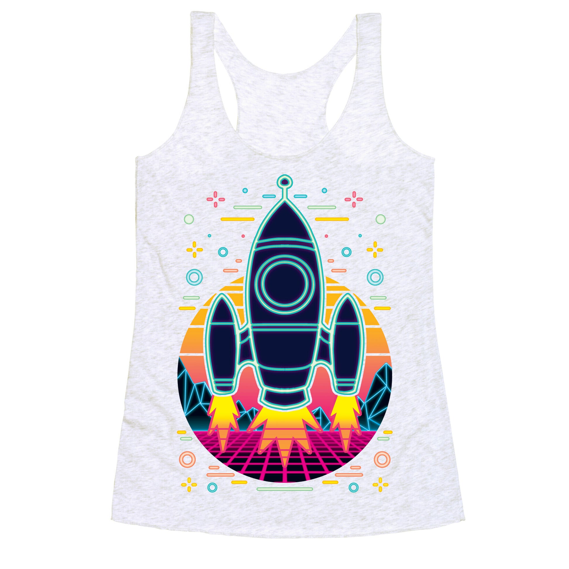 Synthwave Space Exploration Racerback Tank