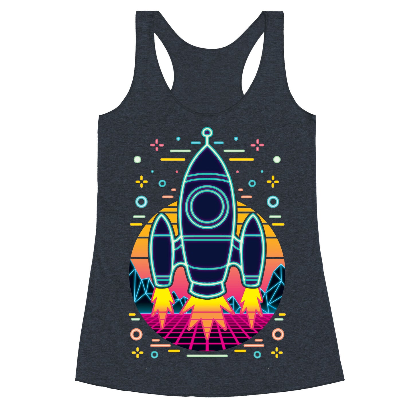 Synthwave Space Exploration Racerback Tank