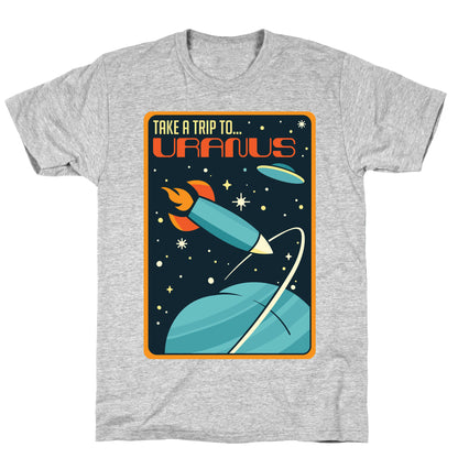 Take A Trip To Uranus Parody White Print T-Shirt