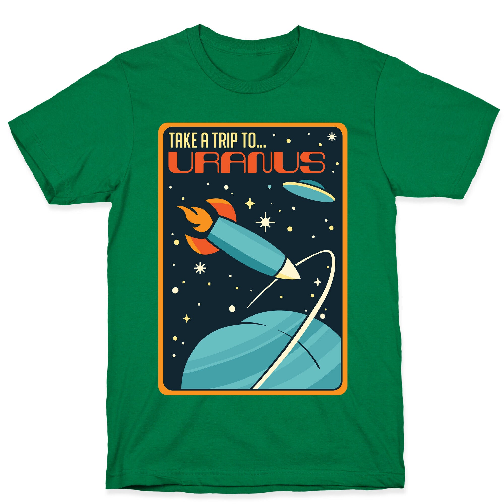 Take A Trip To Uranus Parody White Print T-Shirt