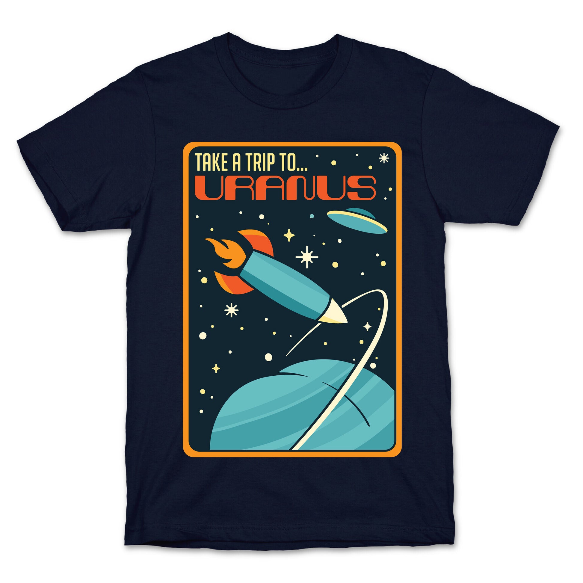 Take A Trip To Uranus Parody White Print T-Shirt