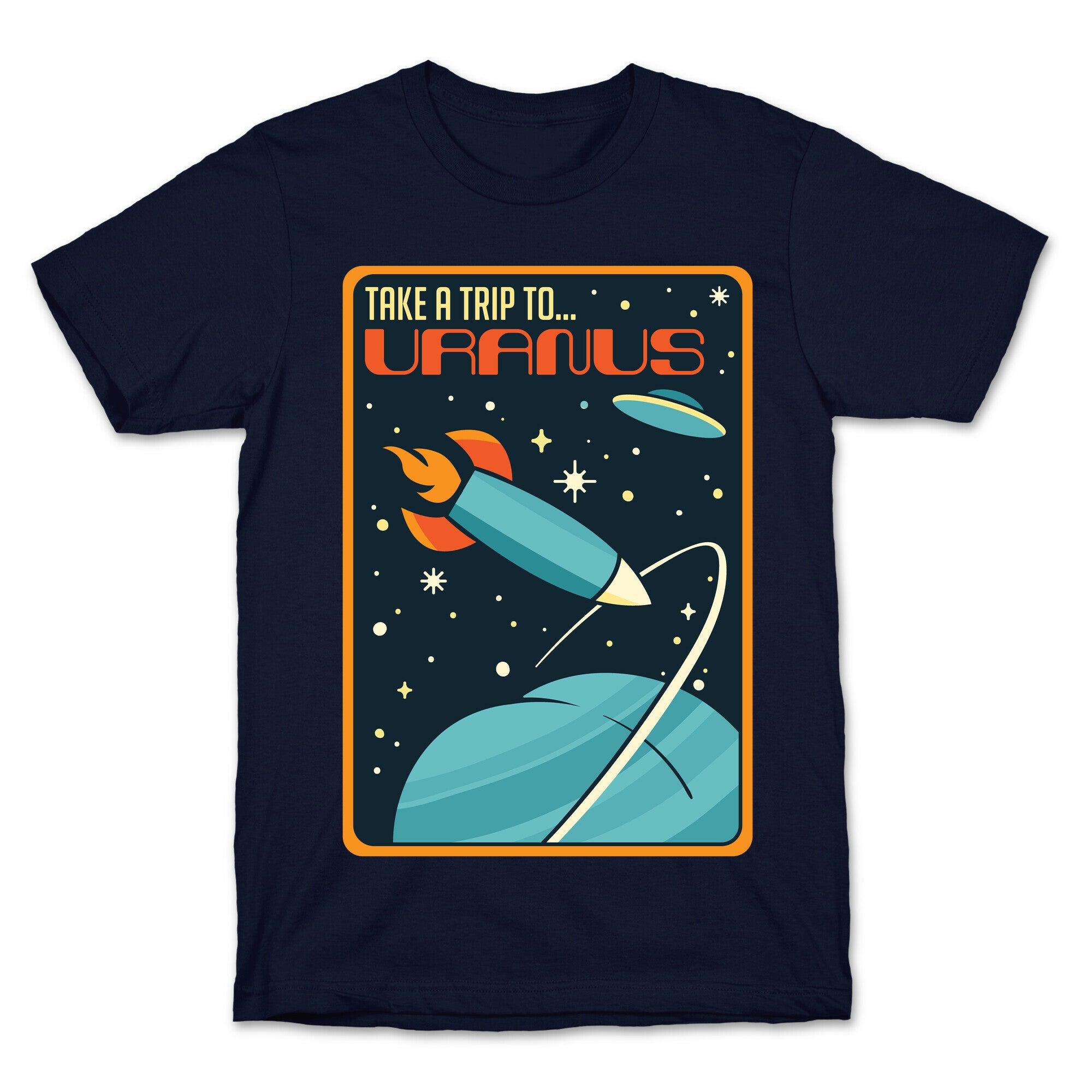 Take A Trip To Uranus Parody White Print T-Shirt