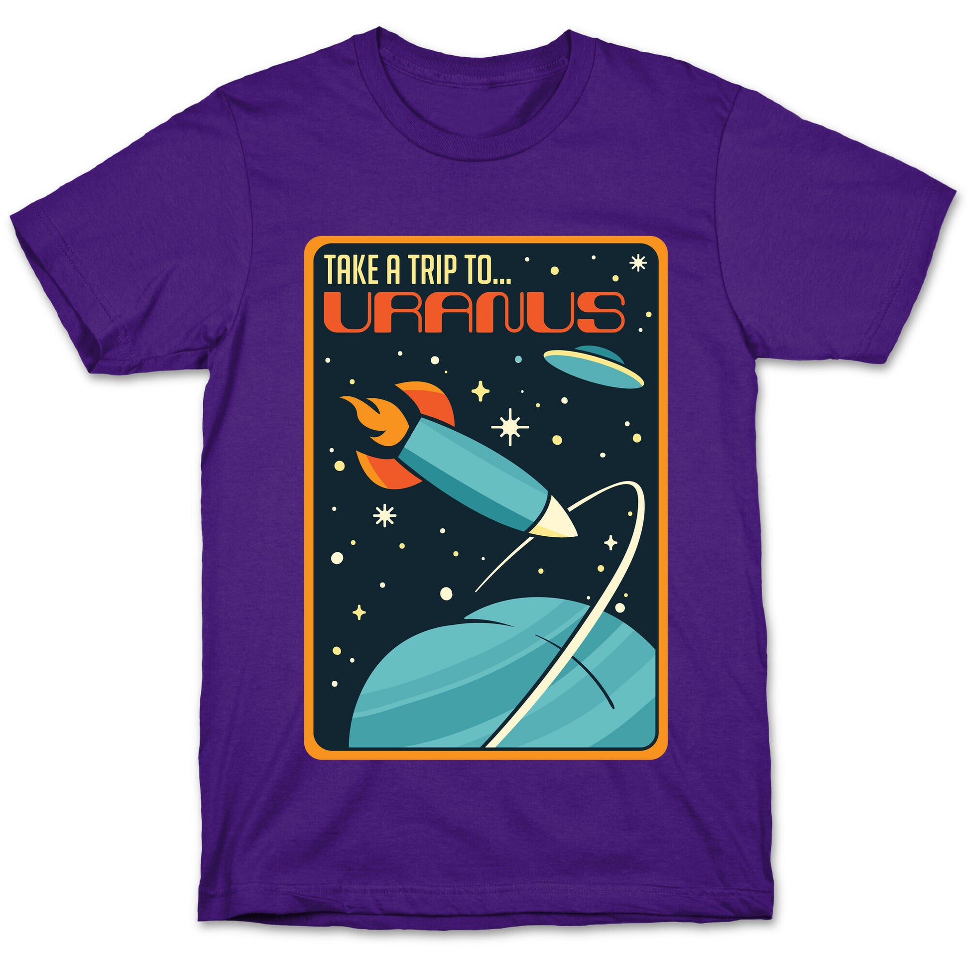 Take A Trip To Uranus Parody White Print T-Shirt