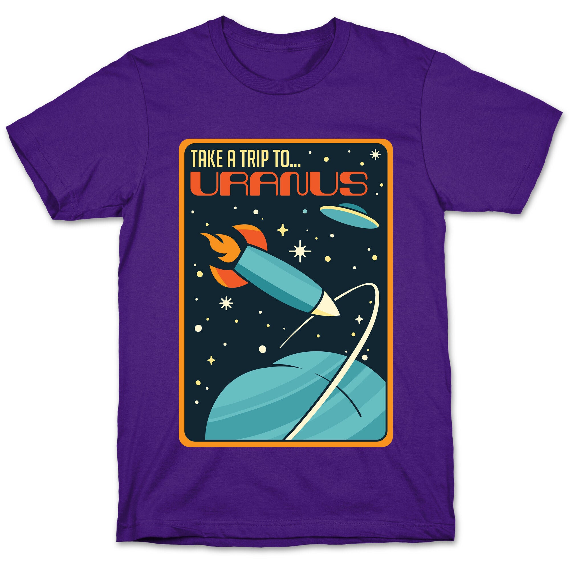 Take A Trip To Uranus Parody White Print T-Shirt