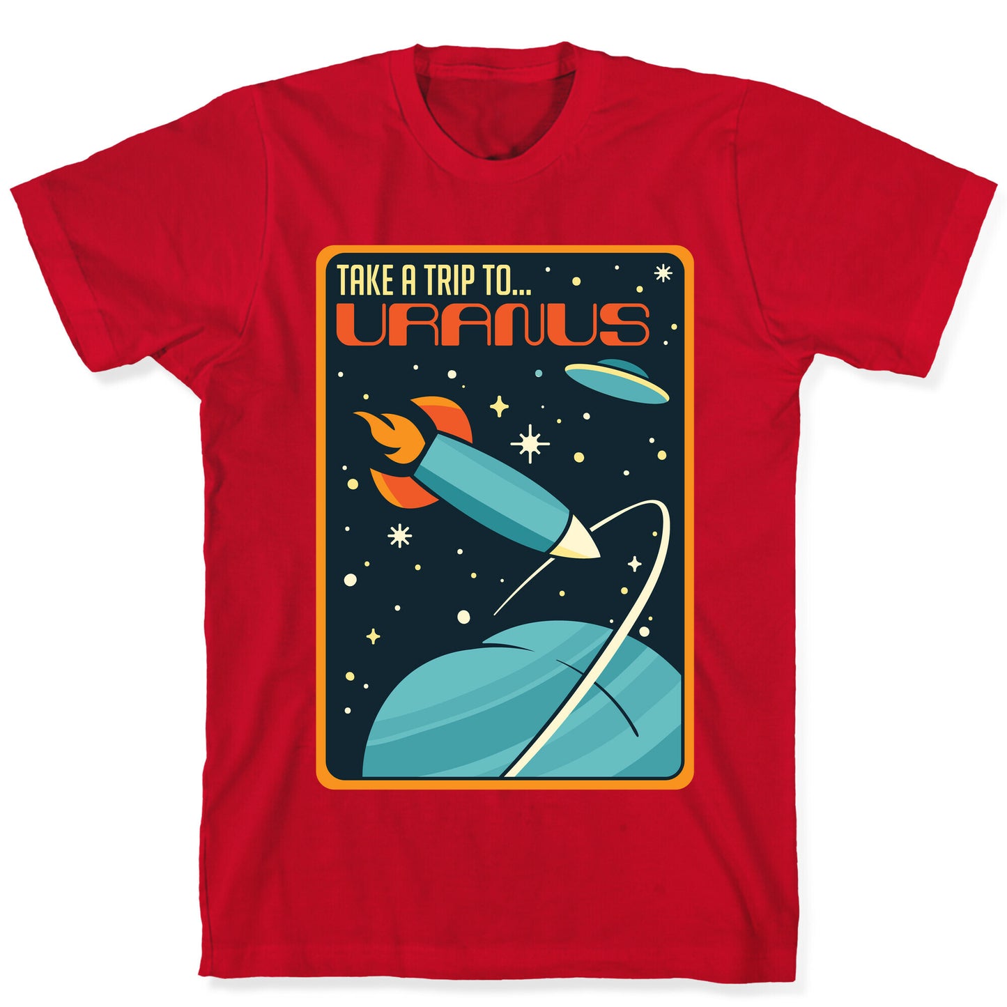 Take A Trip To Uranus Parody White Print T-Shirt
