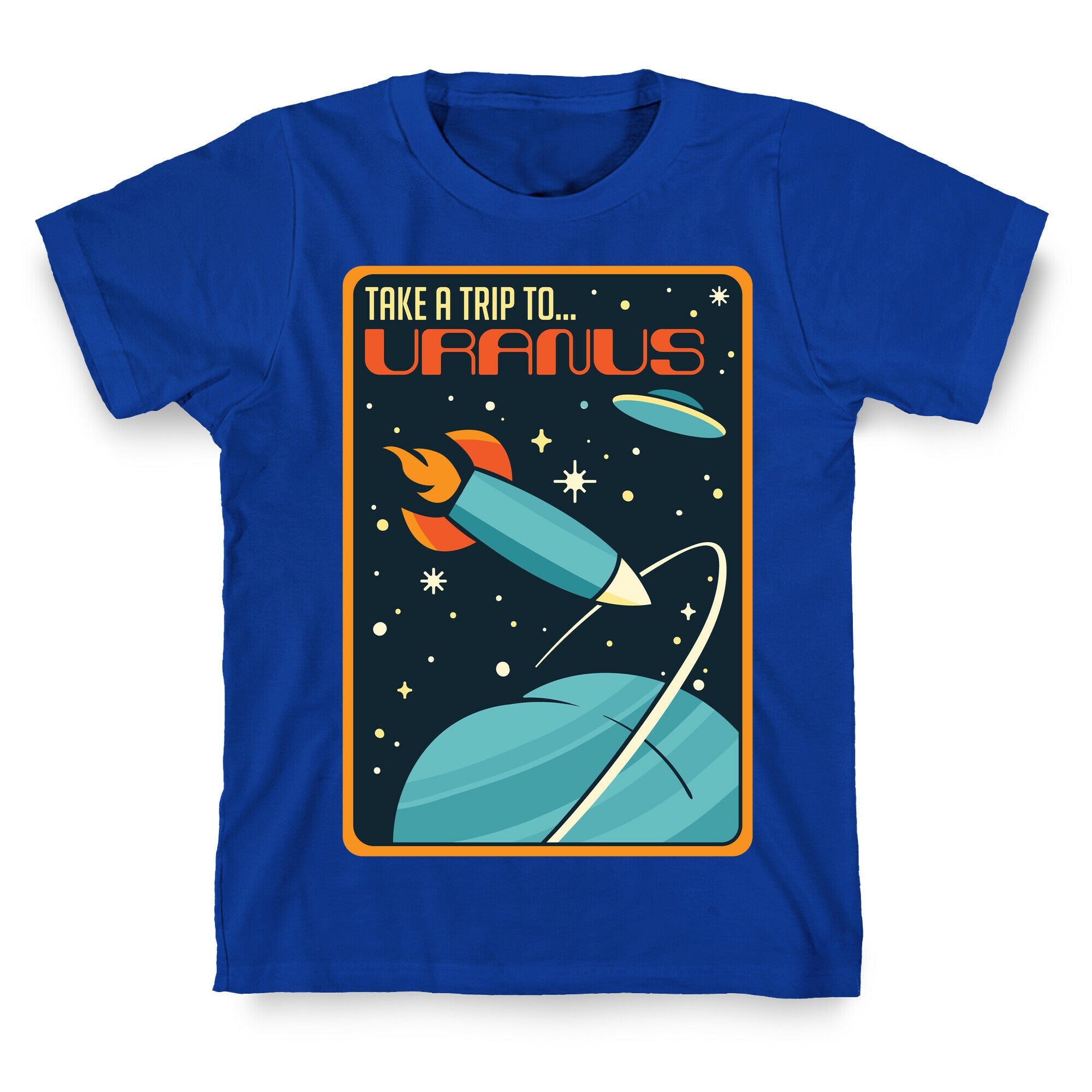 Take A Trip To Uranus Parody White Print T-Shirt