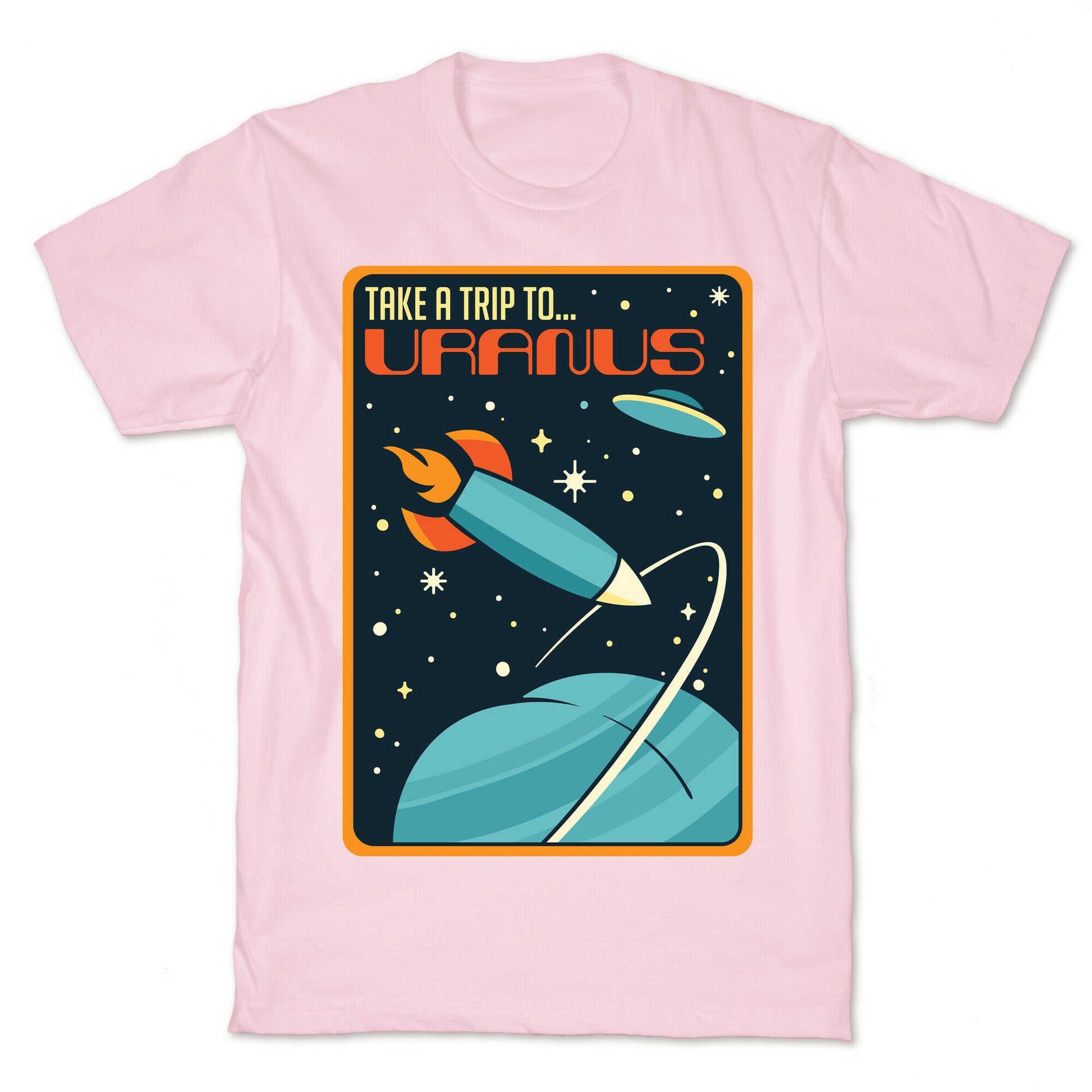 Take A Trip To Uranus Parody White Print T-Shirt