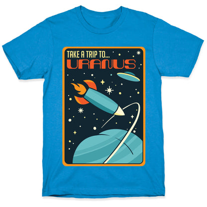 Take A Trip To Uranus Parody White Print T-Shirt