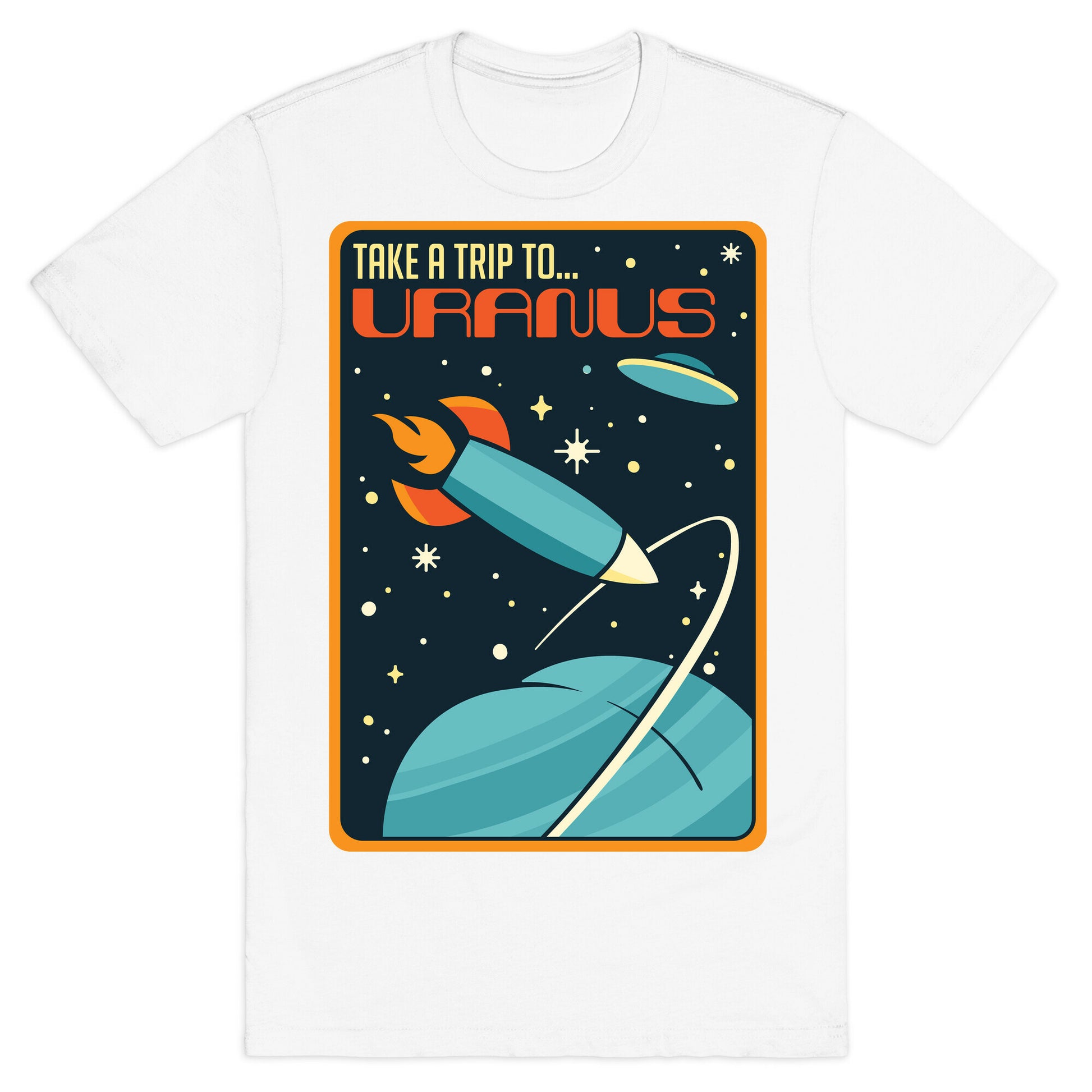 Take A Trip To Uranus Parody White Print T-Shirt