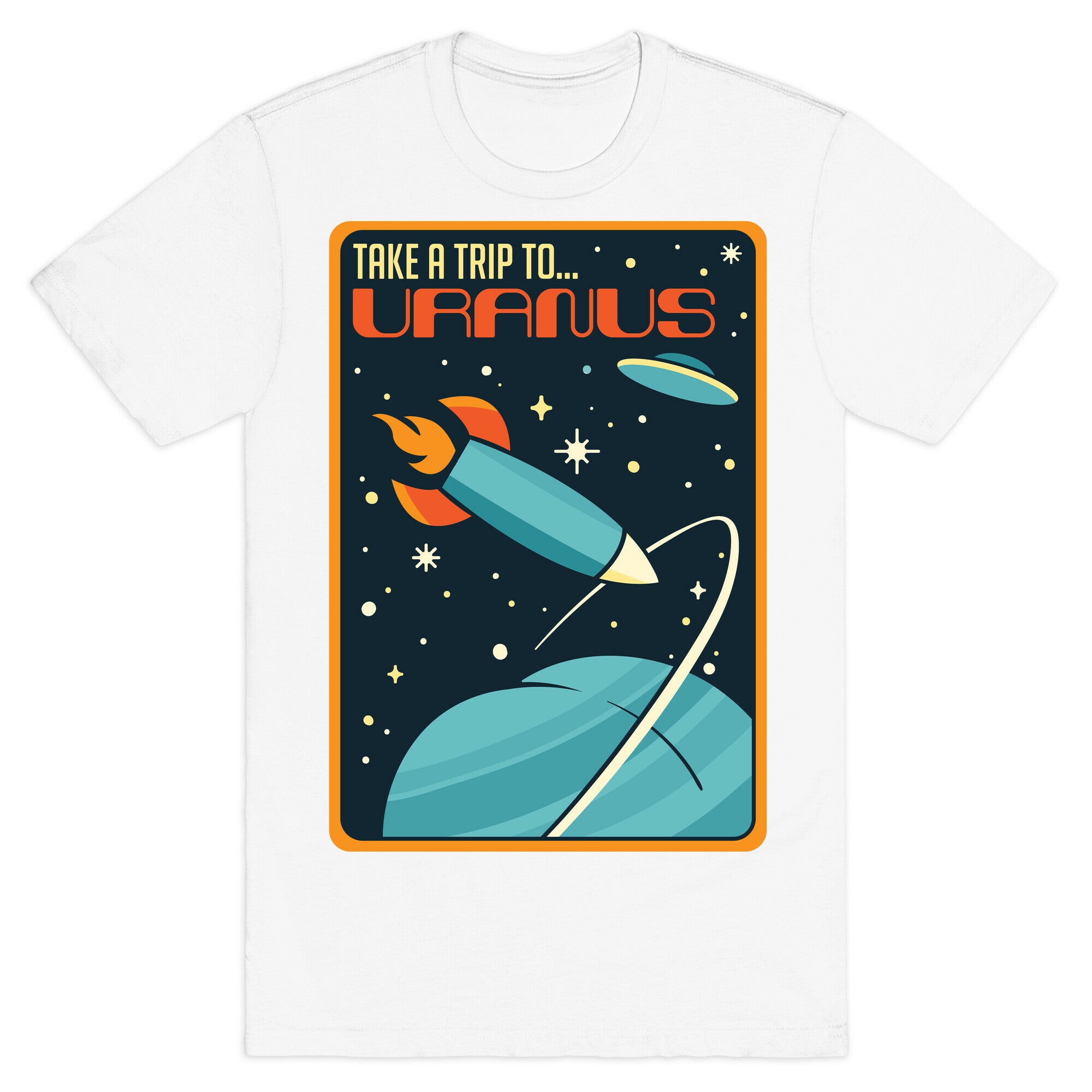 Take A Trip To Uranus Parody White Print T-Shirt