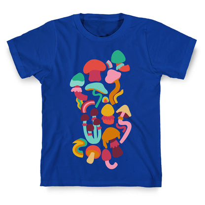 Retro Groovy Mushroom Pattern T-Shirt