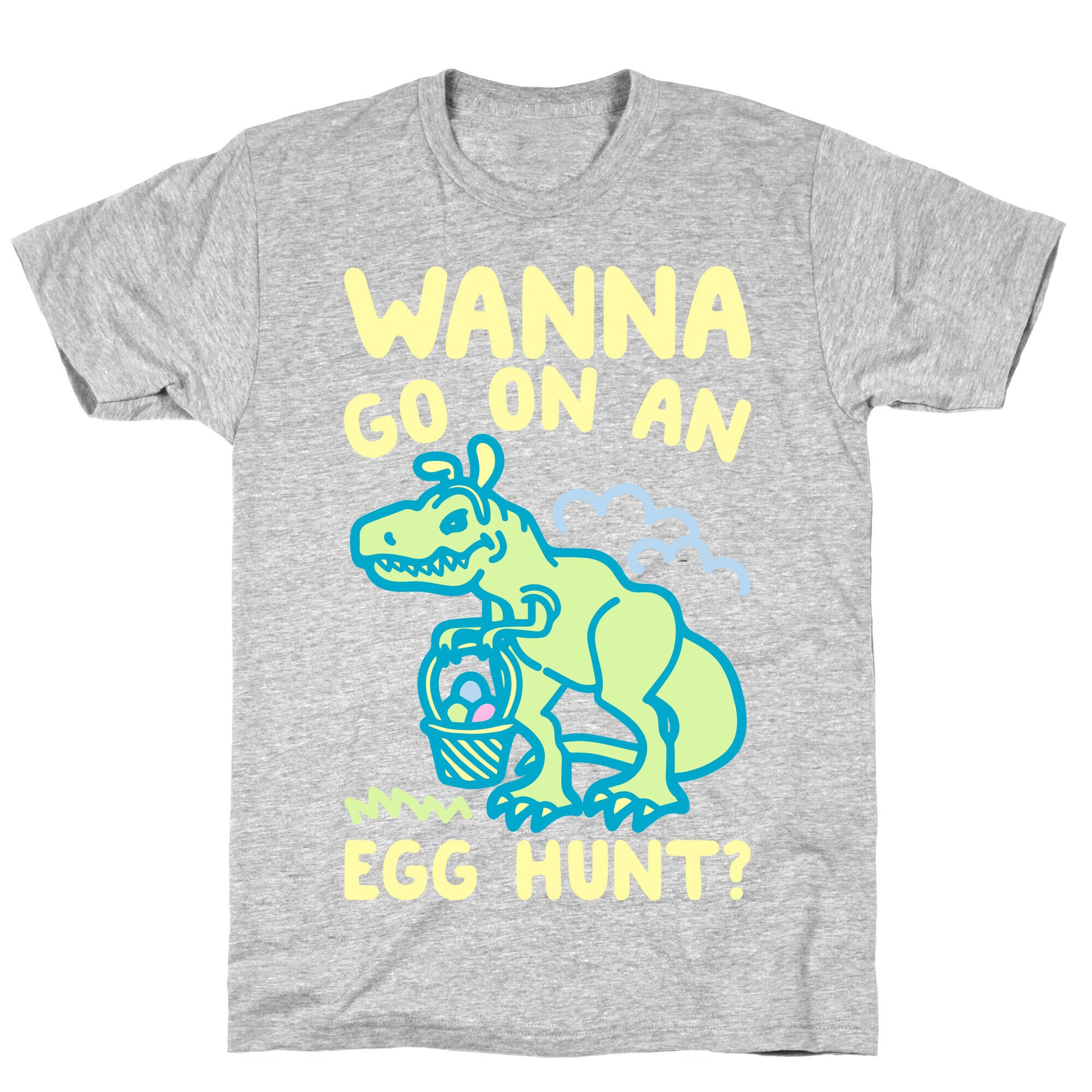 Wanna Go On An Egg Hunt T-Rex White Print T-Shirt