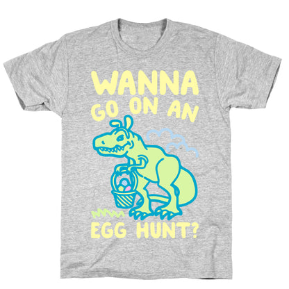 Wanna Go On An Egg Hunt T-Rex White Print T-Shirt