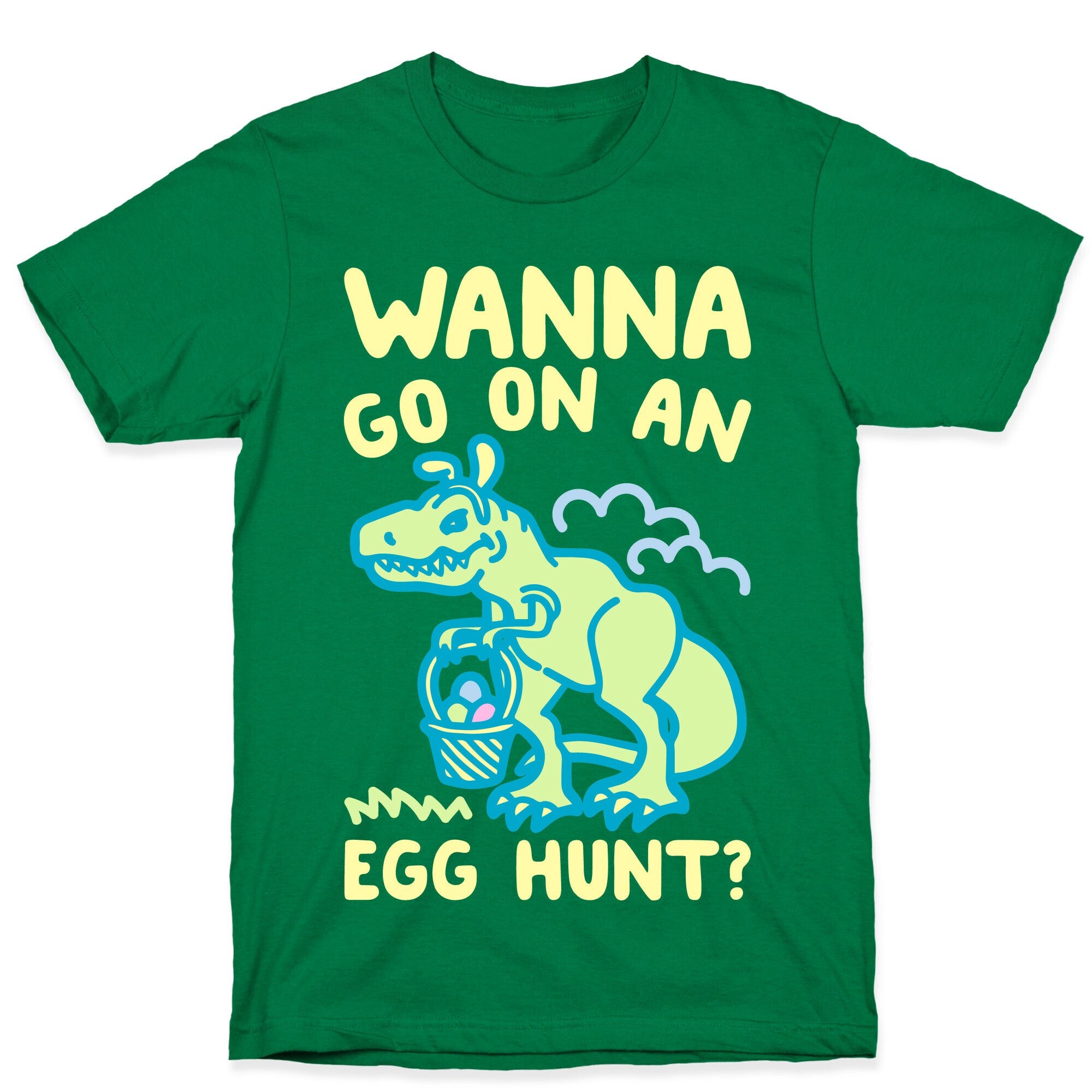 Wanna Go On An Egg Hunt T-Rex White Print T-Shirt