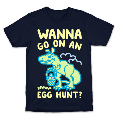 Wanna Go On An Egg Hunt T-Rex White Print T-Shirt