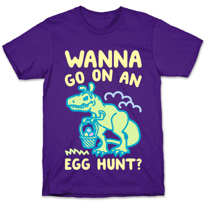 Wanna Go On An Egg Hunt T-Rex White Print T-Shirt