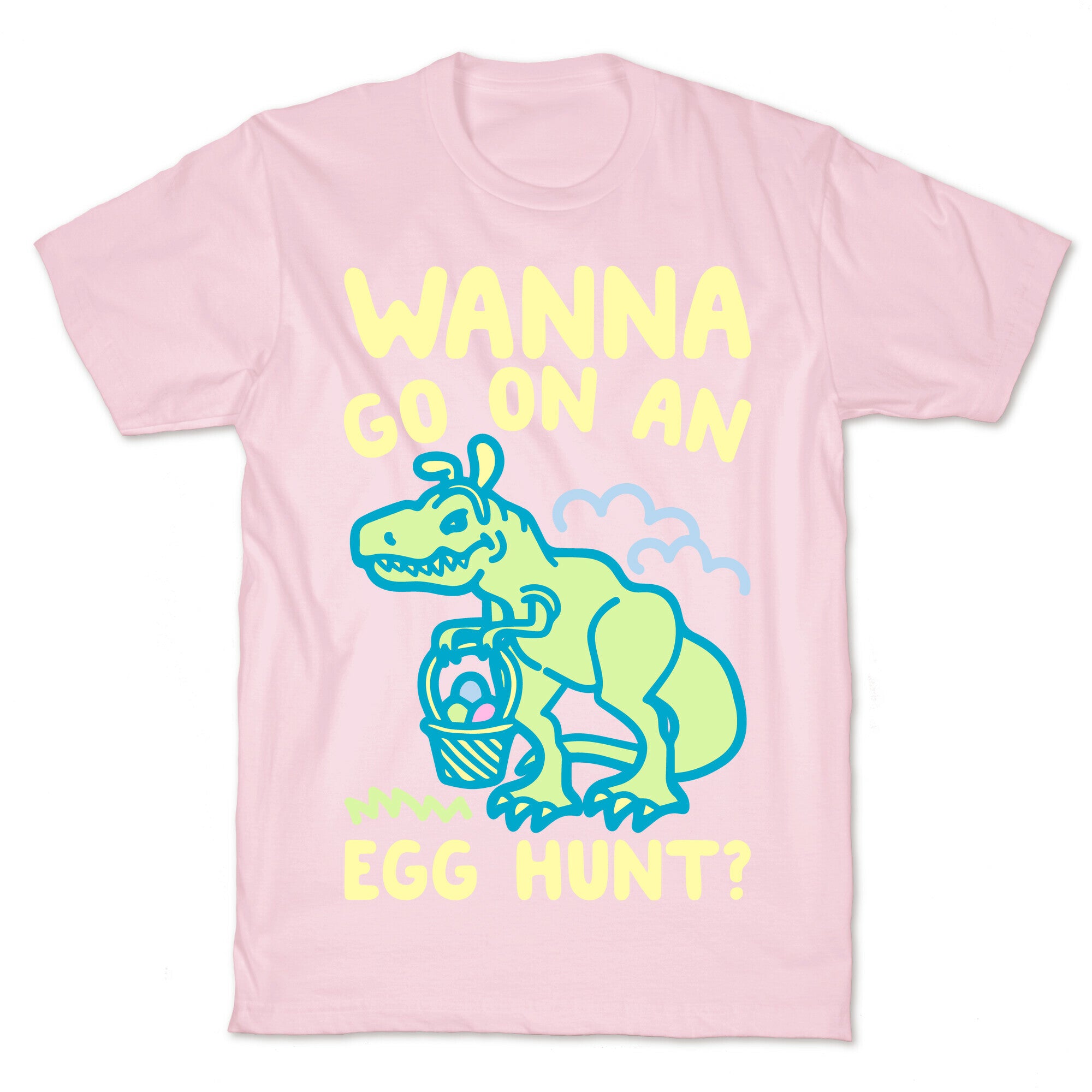 Wanna Go On An Egg Hunt T-Rex White Print T-Shirt